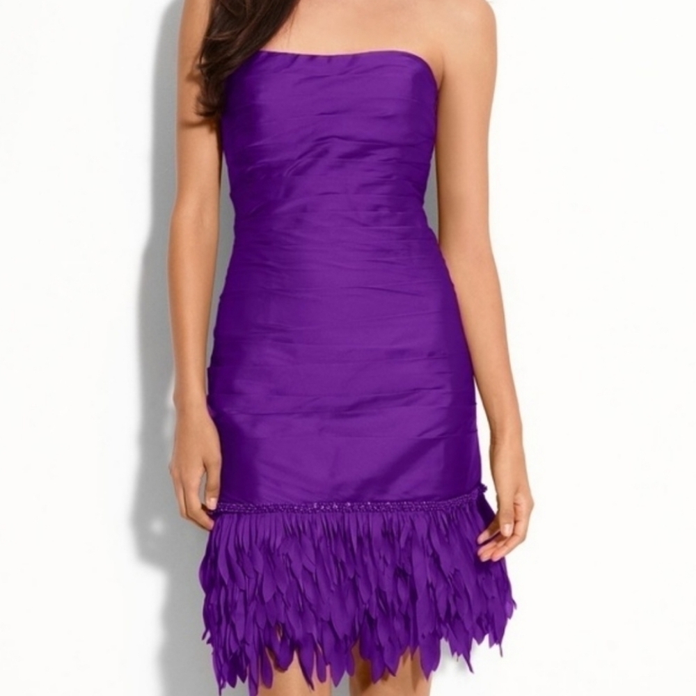 NEW JS Collections Purple Dress Beaded Frayed Hem